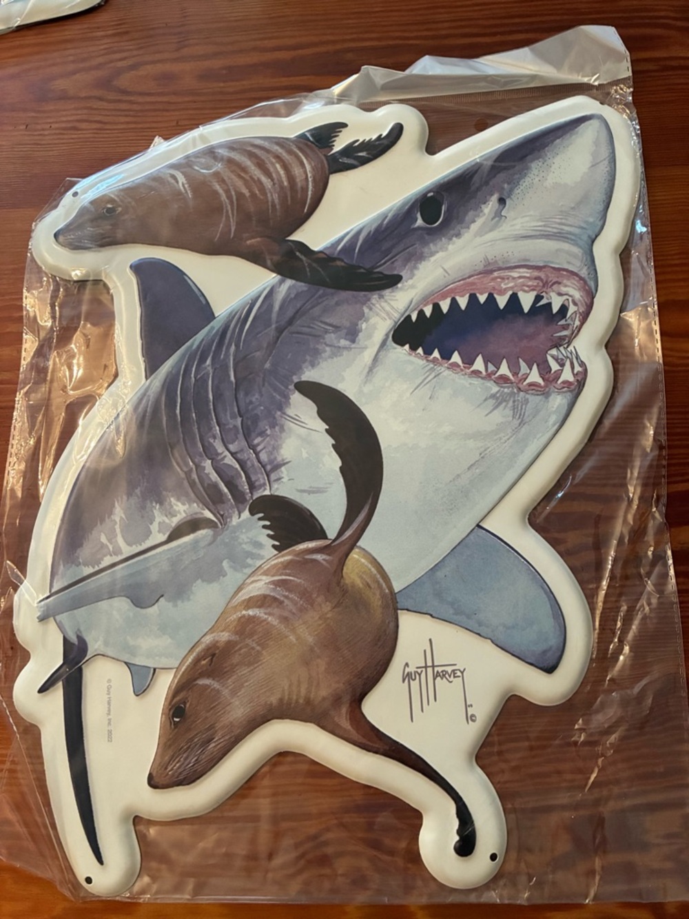 Guy Harvey Blue, Gray & Brown Shark and Seal Wall Decor